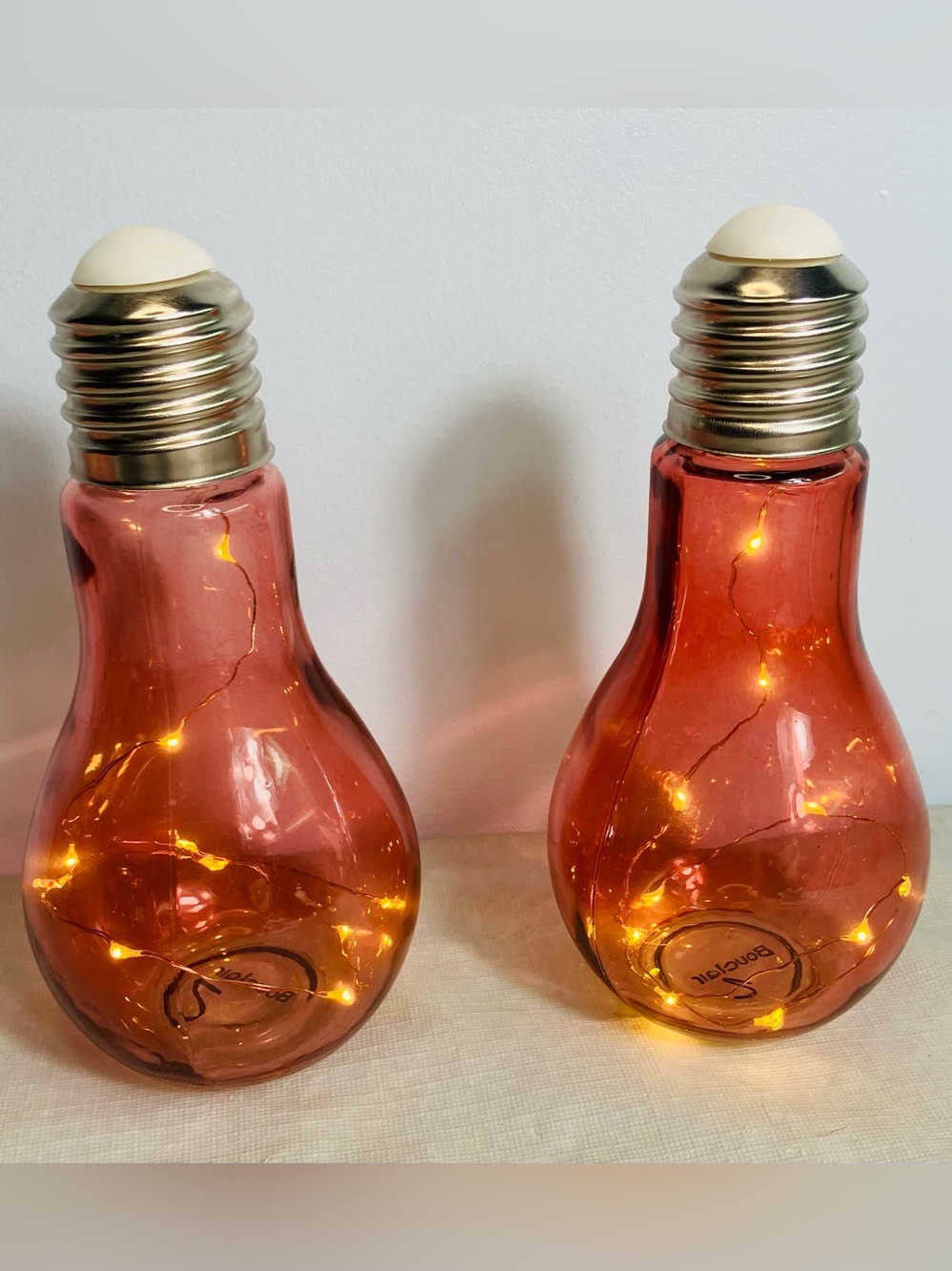 Amber Glass Bulb Accent Lights - Set of 2